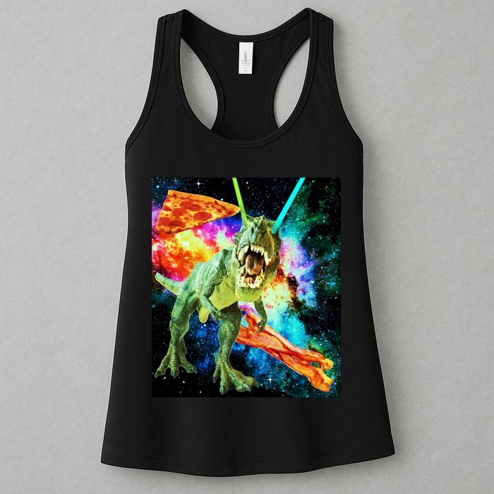 Space Hunger Wars T-Rex Pizza Bacon Womens Tank Top