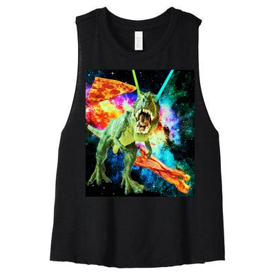 Space Hunger Wars T-Rex Pizza Bacon Women's Racerback Cropped Tank