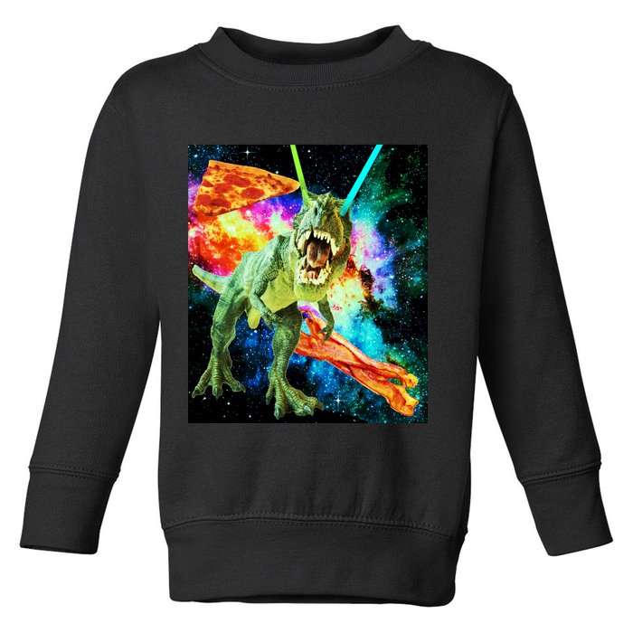Space Hunger Wars T-Rex Pizza Bacon Toddler Sweatshirt