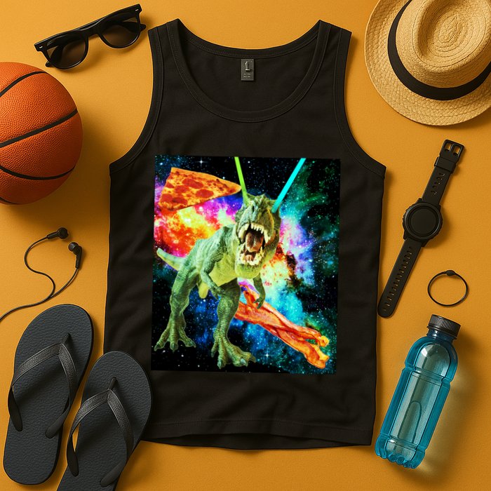 Space Hunger Wars T-Rex Pizza Bacon Tank Top
