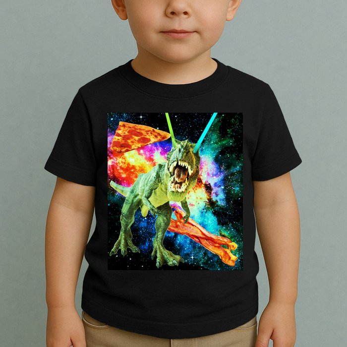 Space Hunger Wars T-Rex Pizza Bacon Toddler T-Shirt