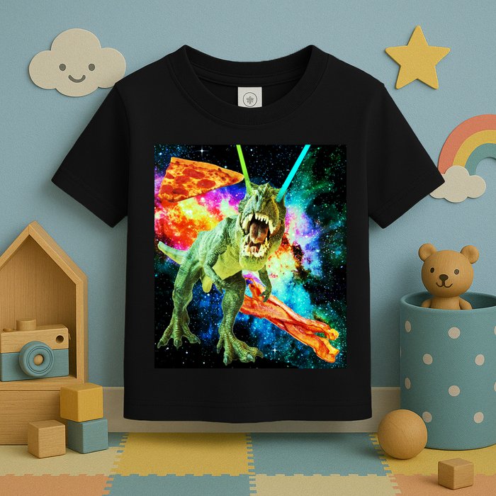 Space Hunger Wars T-Rex Pizza Bacon Toddler T-Shirt