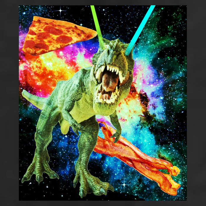 Space Hunger Wars T-Rex Pizza Bacon Microfiber Hand Towel