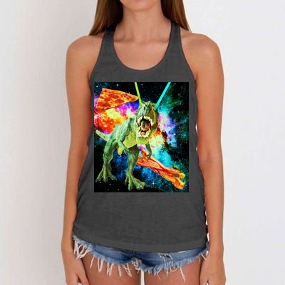 Space Hunger Wars T-Rex Pizza Bacon Women's Knotted Racerback Tank