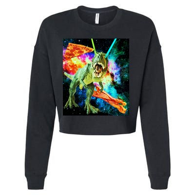 Space Hunger Wars T-Rex Pizza Bacon Cropped Pullover Crew