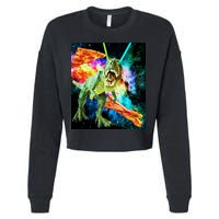 Space Hunger Wars T-Rex Pizza Bacon Cropped Pullover Crew