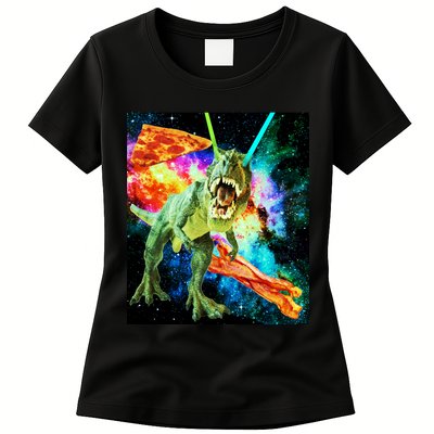 Space Hunger Wars T-Rex Pizza Bacon Womens T-Shirt