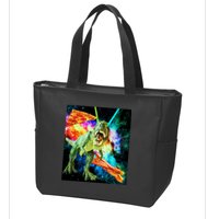 Space Hunger Wars T-Rex Pizza Bacon Zip Tote Bag