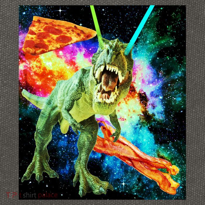 Space Hunger Wars T-Rex Pizza Bacon Cotton Canvas Backpack