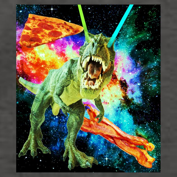 Space Hunger Wars T-Rex Pizza Bacon Vector Backpack