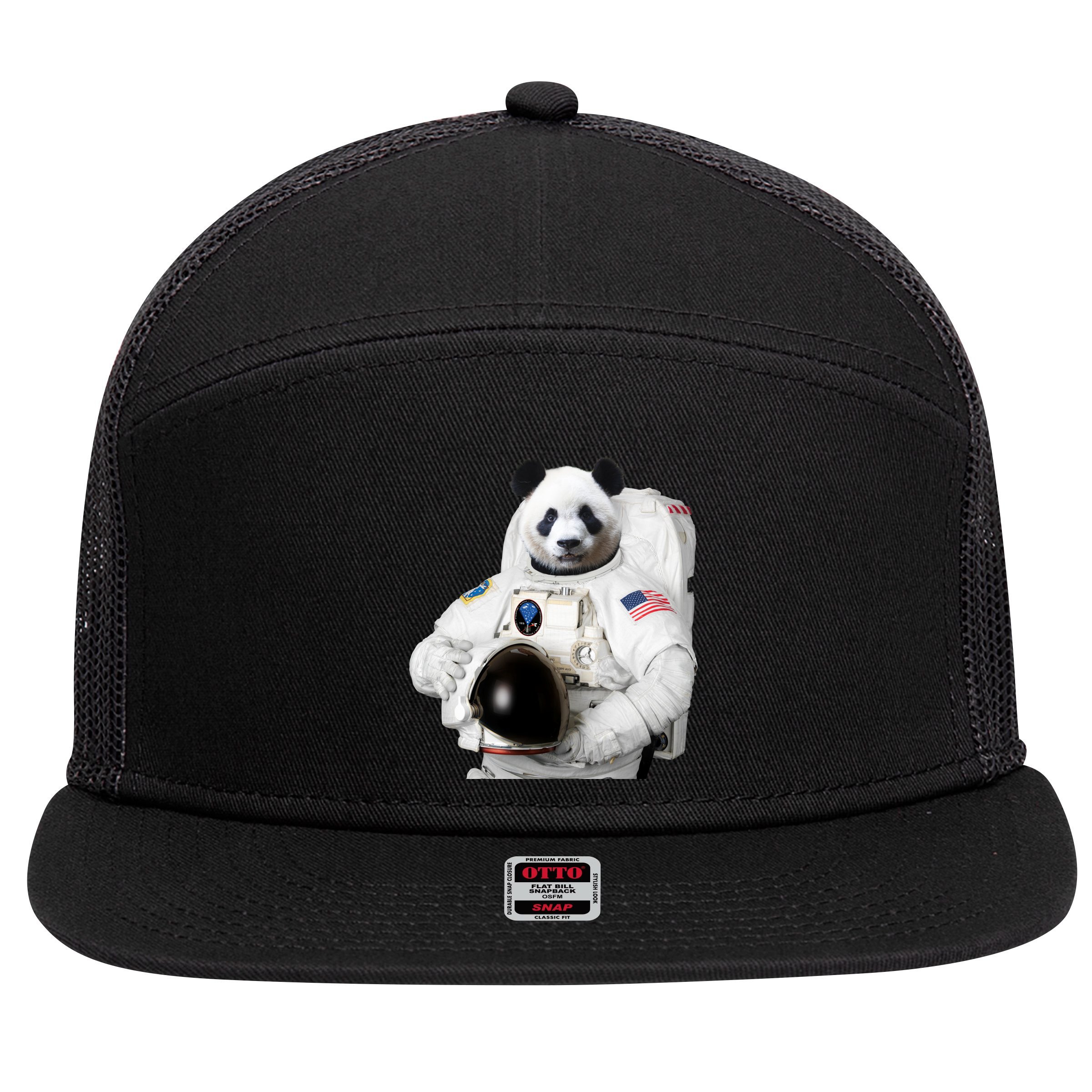 Space Panda USA Astronaut 7 Panel Mesh Trucker Snapback Hat