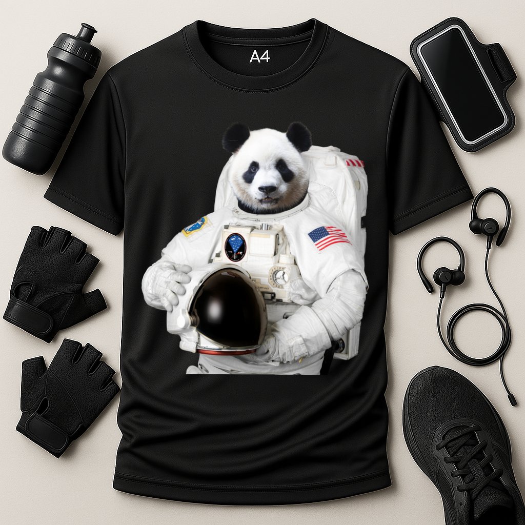 Space Panda USA Astronaut Cooling Performance Crew T-Shirt