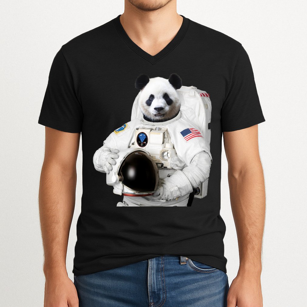 Space Panda USA Astronaut V-Neck T-Shirt