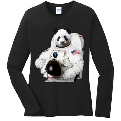Space Panda USA Astronaut Ladies Long Sleeve Shirt