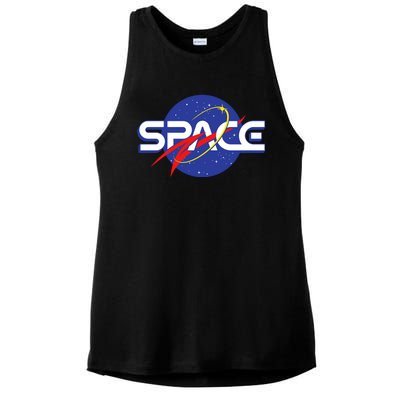 Space Retro logo Ladies PosiCharge Tri-Blend Wicking Tank