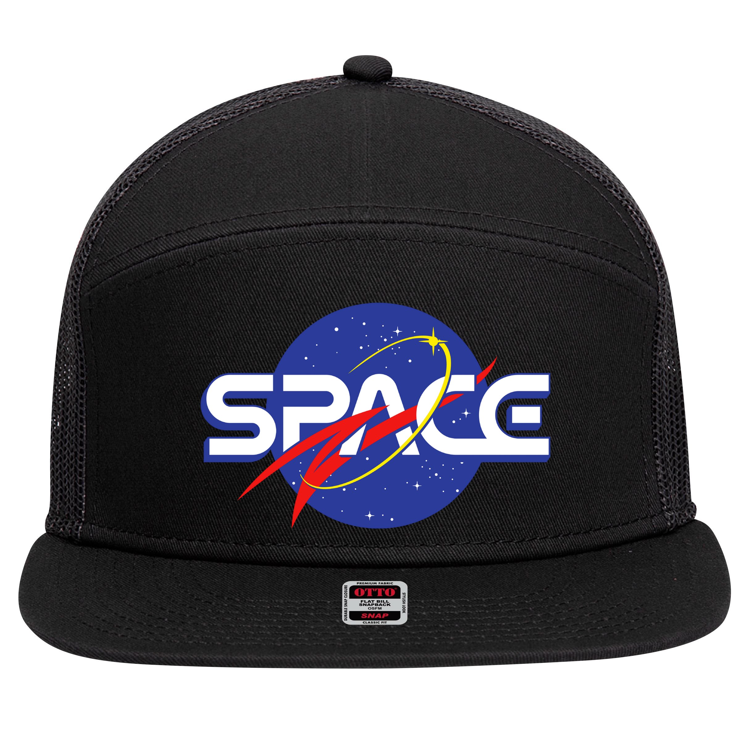 Space Retro logo 7 Panel Mesh Trucker Snapback Hat