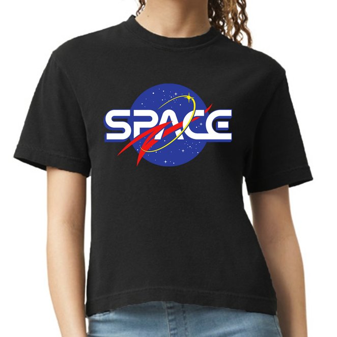 Space Retro logo Comfort Colors Boxy T-Shirt