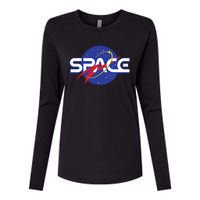 Space Retro logo Womens Cotton Relaxed Long Sleeve T-Shirt