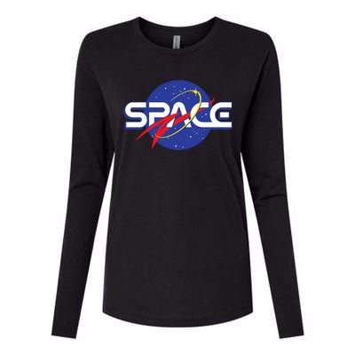 Space Retro logo Womens Cotton Relaxed Long Sleeve T-Shirt