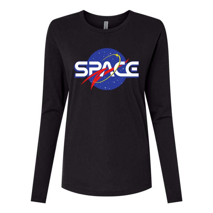 Space Retro logo Womens Cotton Relaxed Long Sleeve T-Shirt