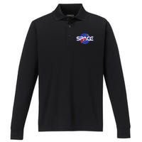 Space Retro logo Performance Long Sleeve Polo