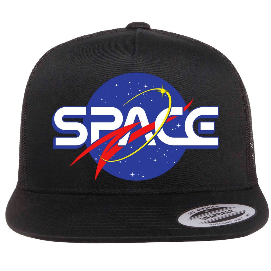 Space Retro logo Flat Bill Trucker Hat