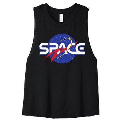 Space Retro logo Women's Racerback Cropped Tank