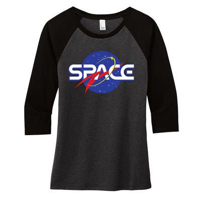 Space Retro logo Women's Tri-Blend 3/4-Sleeve Raglan Shirt