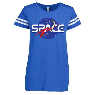 Space Retro logo Enza Ladies Jersey Football T-Shirt