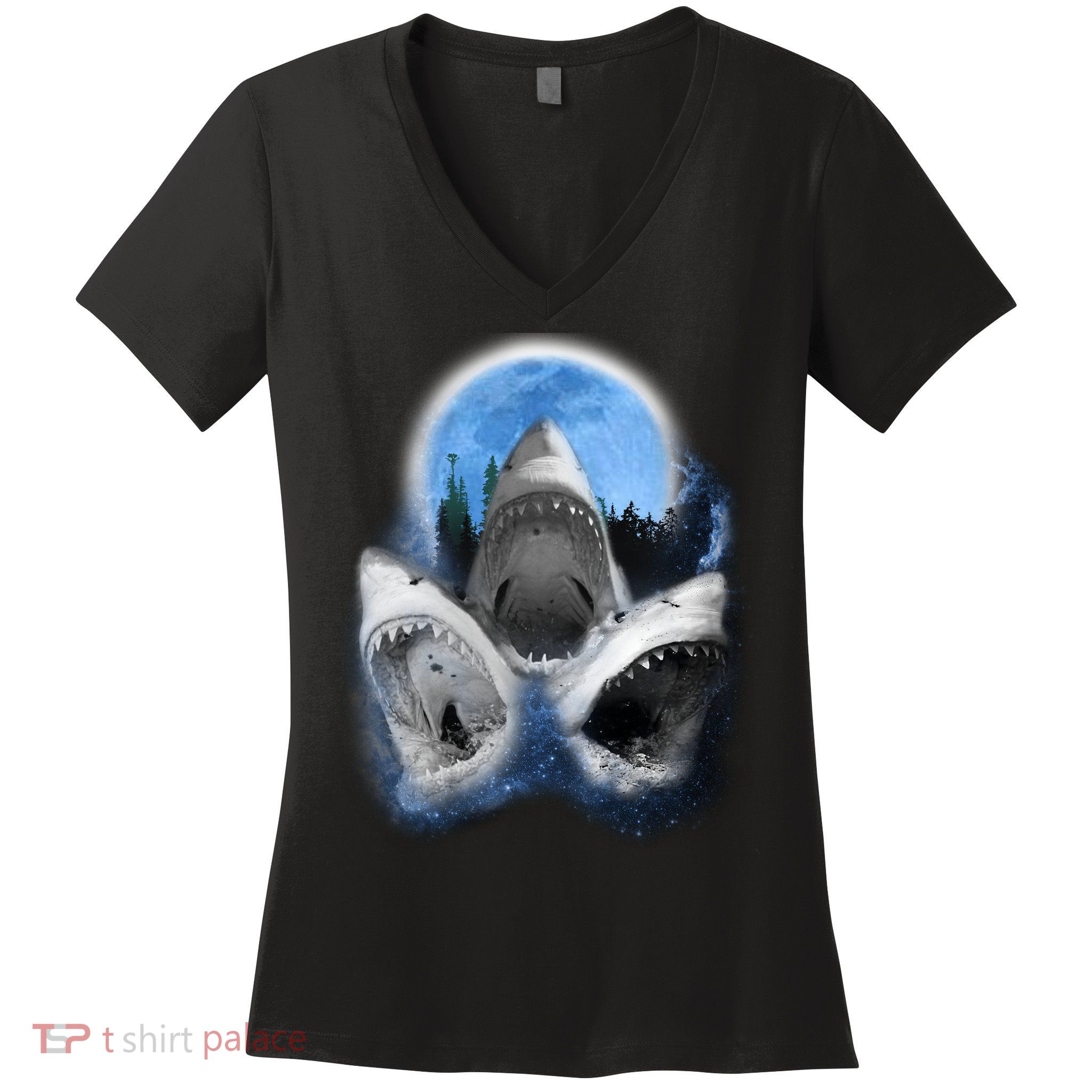Space Sharks Universe Trio Women's V-Neck T-Shirt