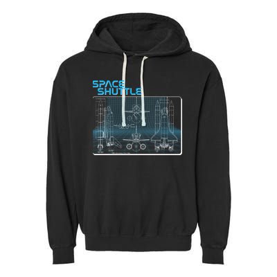 Space Shuttle Diagram Blueprint Garment-Dyed Fleece Hoodie