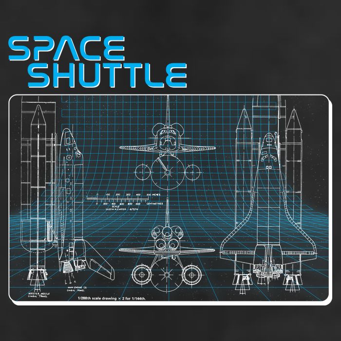 Space Shuttle Diagram Blueprint 7 Panel Mesh Trucker Snapback Hat