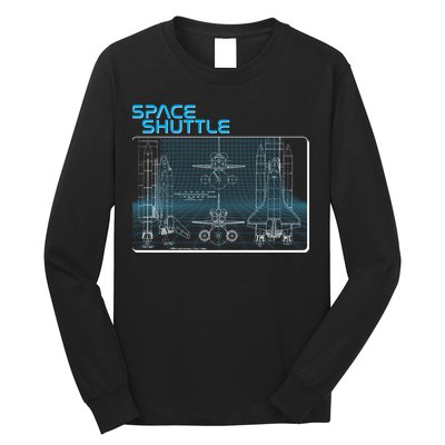 Space Shuttle Diagram Blueprint Long Sleeve Shirt
