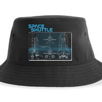 Space Shuttle Diagram Blueprint Sustainable Bucket Hat