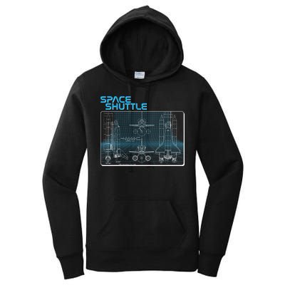 Space Shuttle Diagram Blueprint Women's Pullover Hoodie