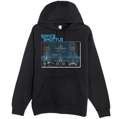 Space Shuttle Diagram Blueprint Premium Pullover Hoodie