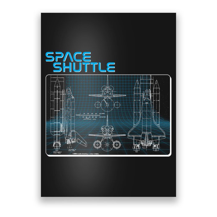 Space Shuttle Diagram Blueprint Poster