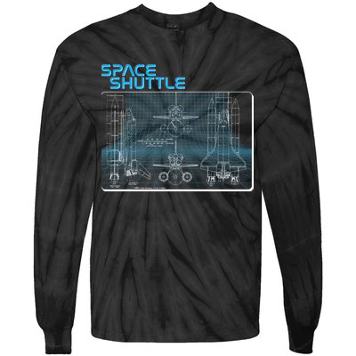 Space Shuttle Diagram Blueprint Tie-Dye Long Sleeve Shirt