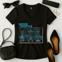 Space Shuttle Diagram Blueprint Women's V-Neck T-Shirt