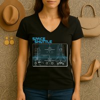 Space Shuttle Diagram Blueprint Women's V-Neck T-Shirt