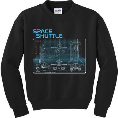 Space Shuttle Diagram Blueprint Kids Sweatshirt