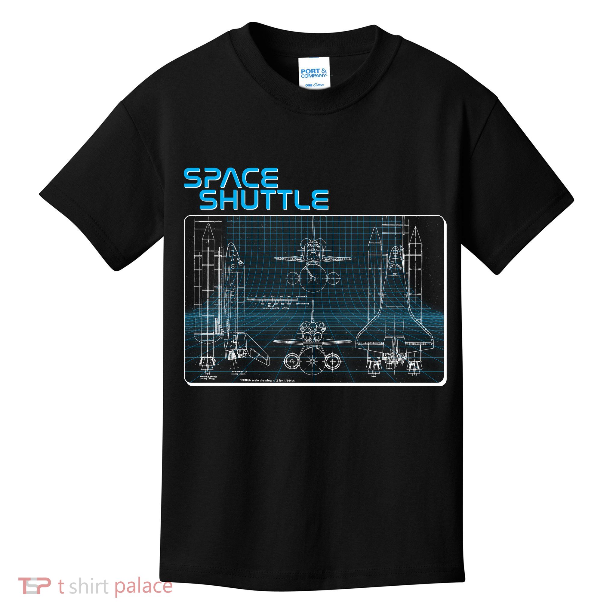 Space Shuttle Diagram Blueprint Kids T-Shirt