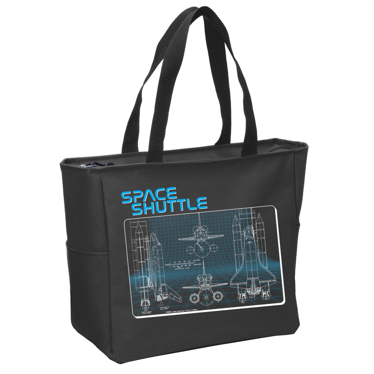 Space Shuttle Diagram Blueprint Zip Tote Bag