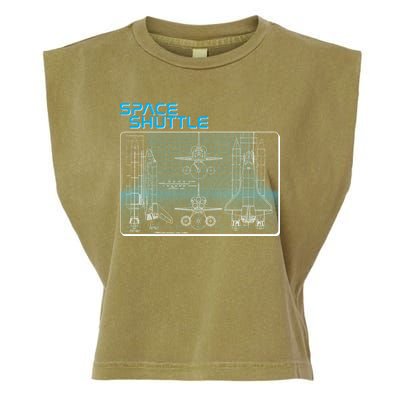 Space Shuttle Diagram Blueprint Garment-Dyed Women's Muscle Tee