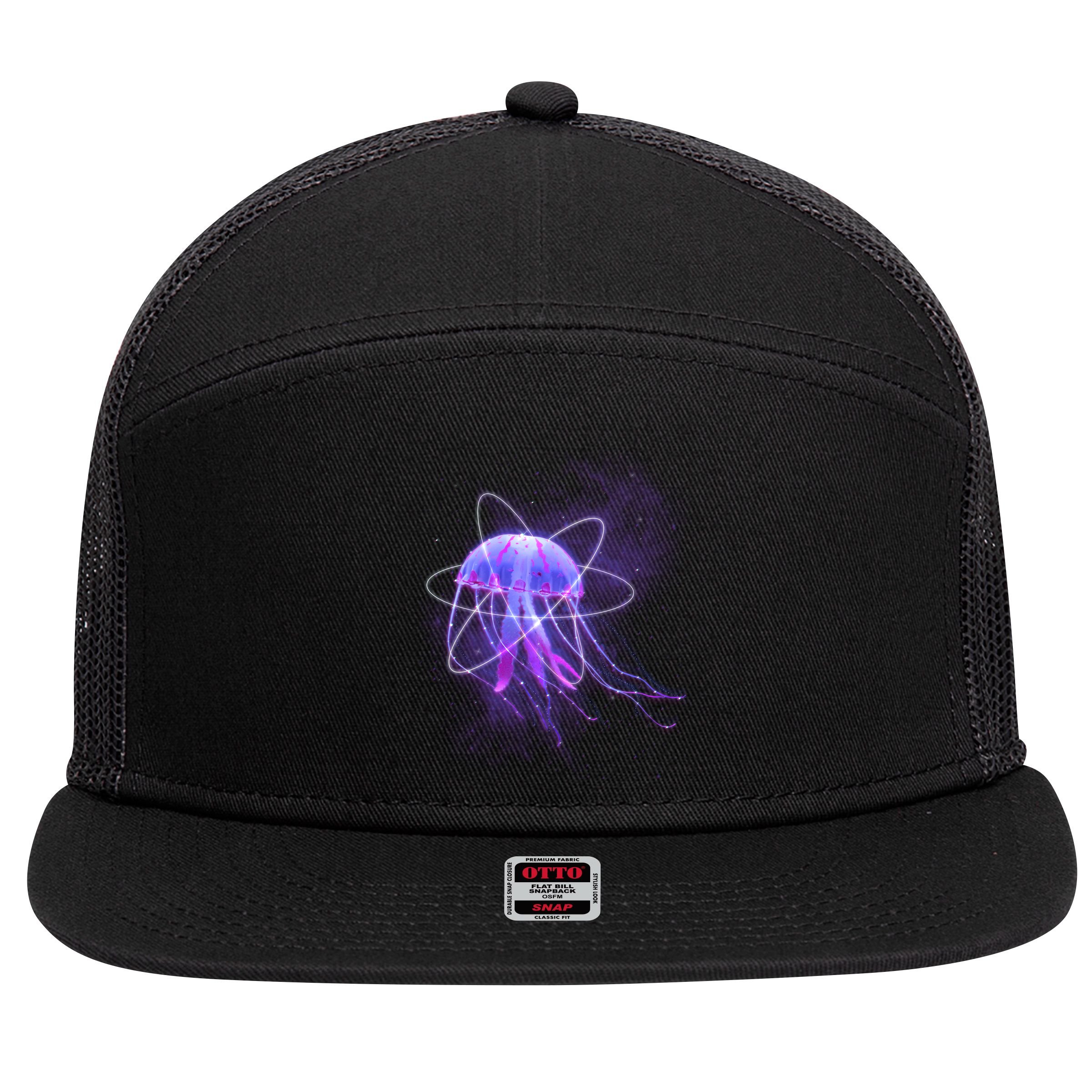 Space Trippy  Jellyfish 7 Panel Mesh Trucker Snapback Hat