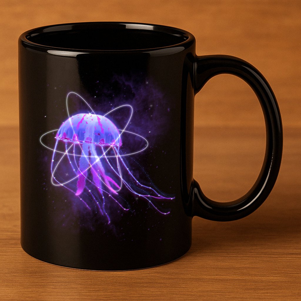 Space Trippy  Jellyfish 11oz C Handle Ceramic Mug