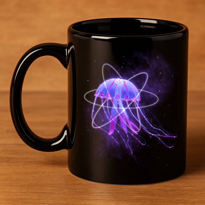 Space Trippy  Jellyfish 11oz C Handle Ceramic Mug