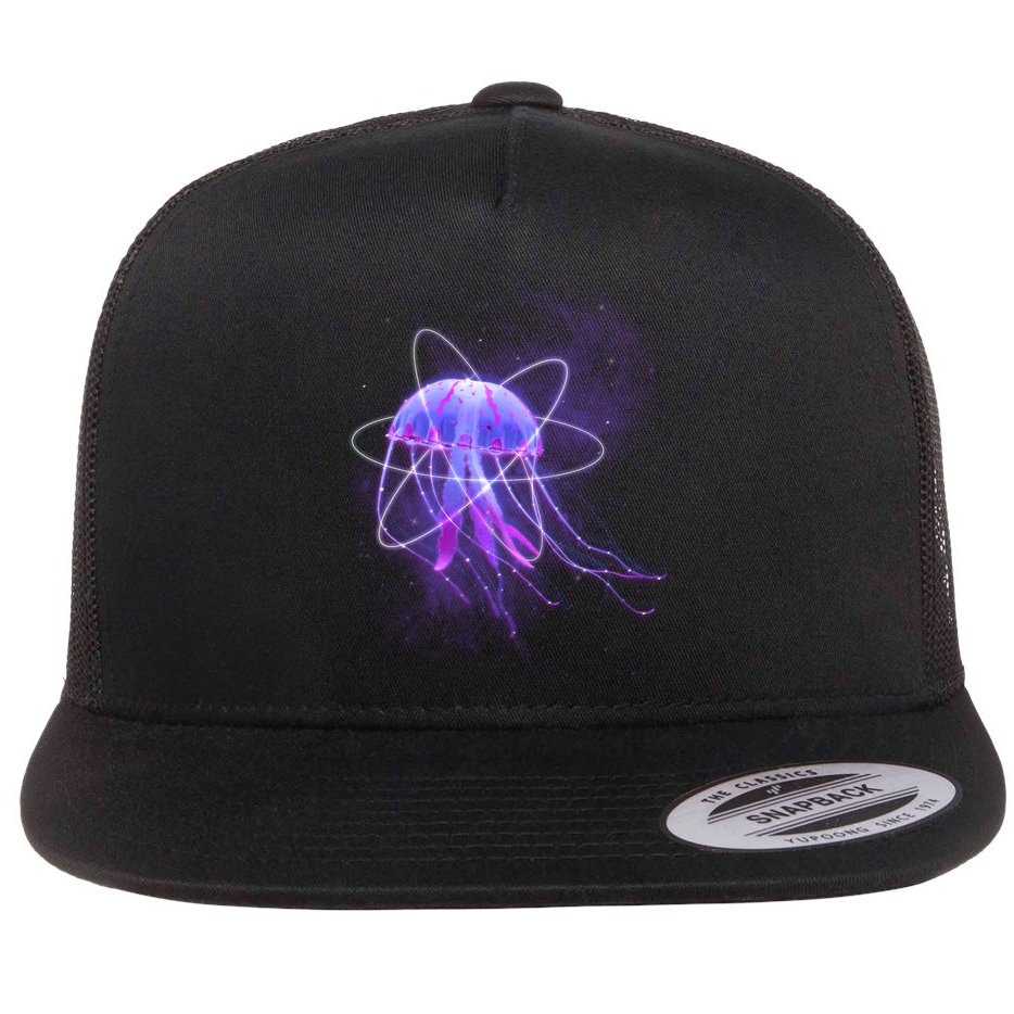 Space Trippy  Jellyfish Flat Bill Trucker Hat