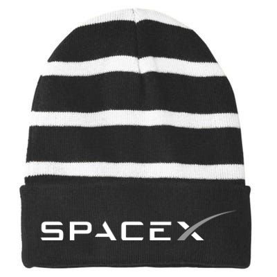 Space X Logo Striped Beanie with Solid Band