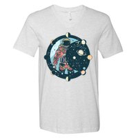 Spaceman Moon Cycle V-Neck T-Shirt